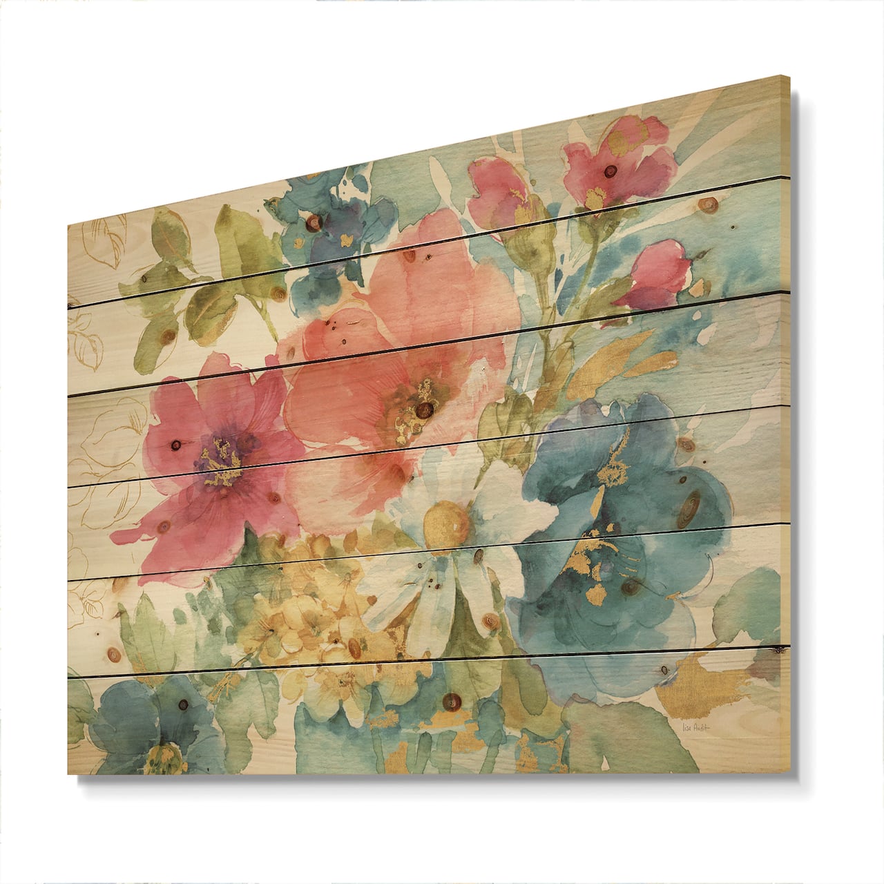 Designart - My French Garden - Farmhouse Print on Natural Pine Wood